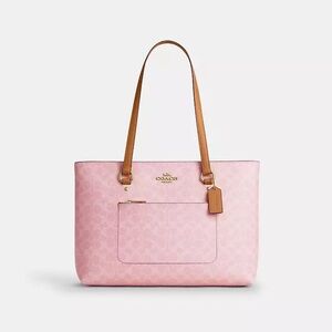Coach Station Tote Bag In Signature In Powder Pink Canvas NWT